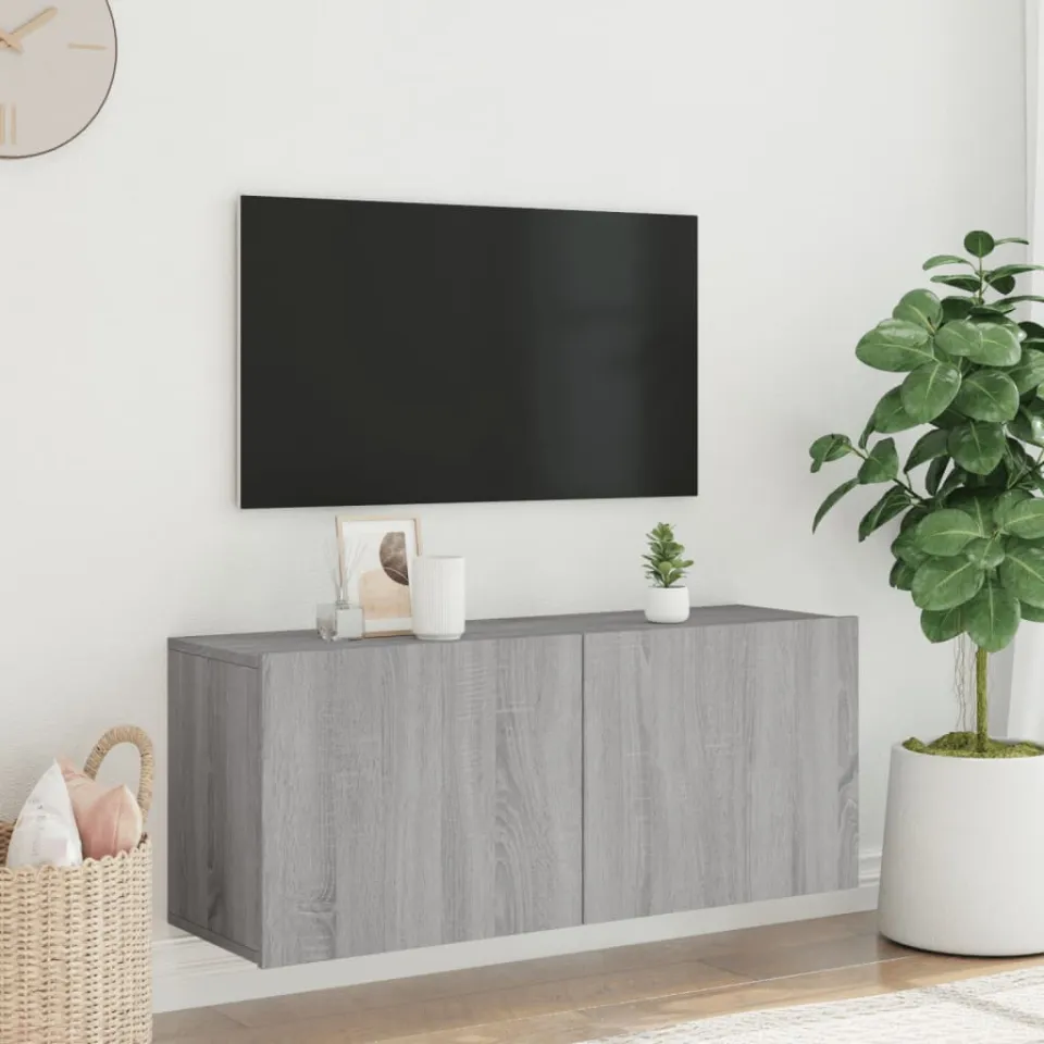 vidaXL Tv-meubel wandgemonteerd 100x30x41 cm grijs sonoma eikenkleurig, foto 2