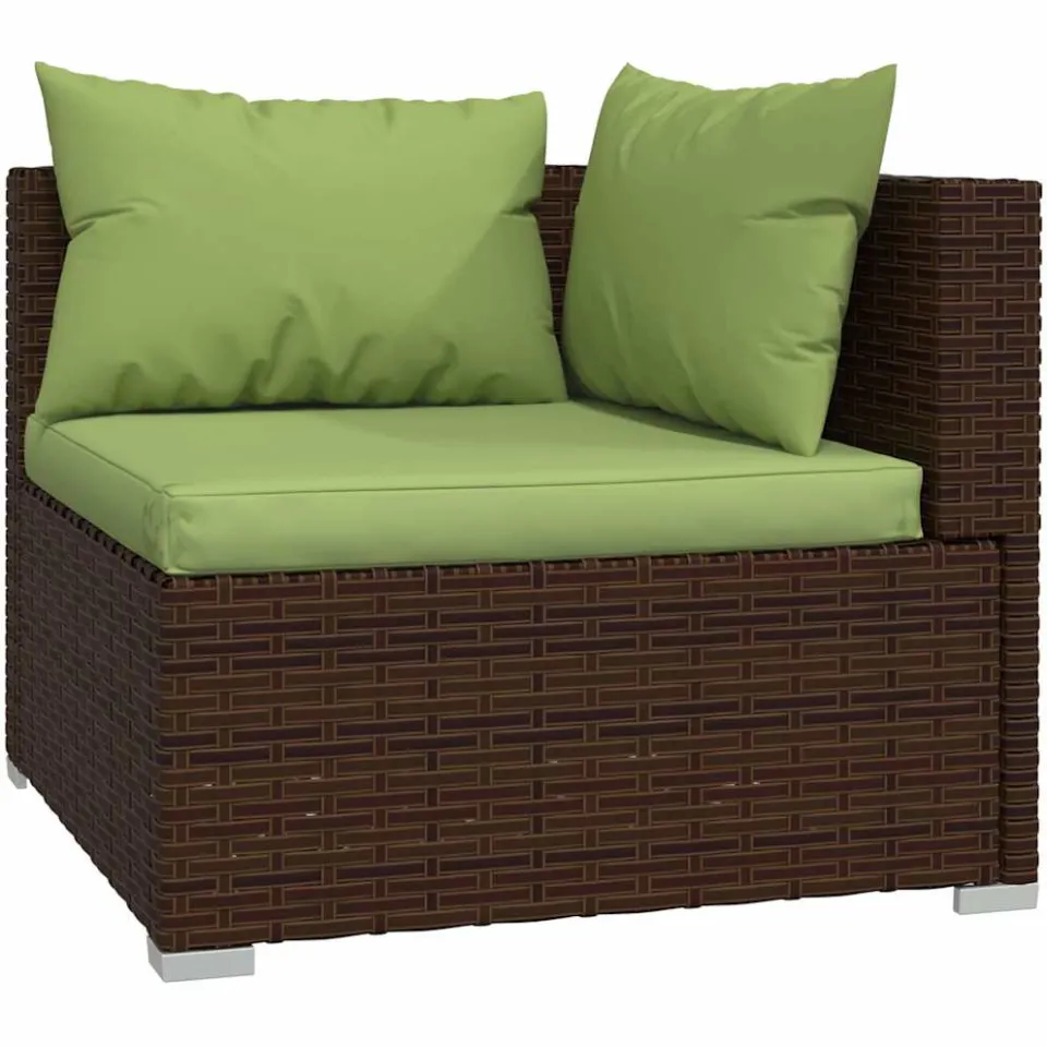 vidaXL 5-delige Loungeset met kussens poly rattan bruin, foto 3