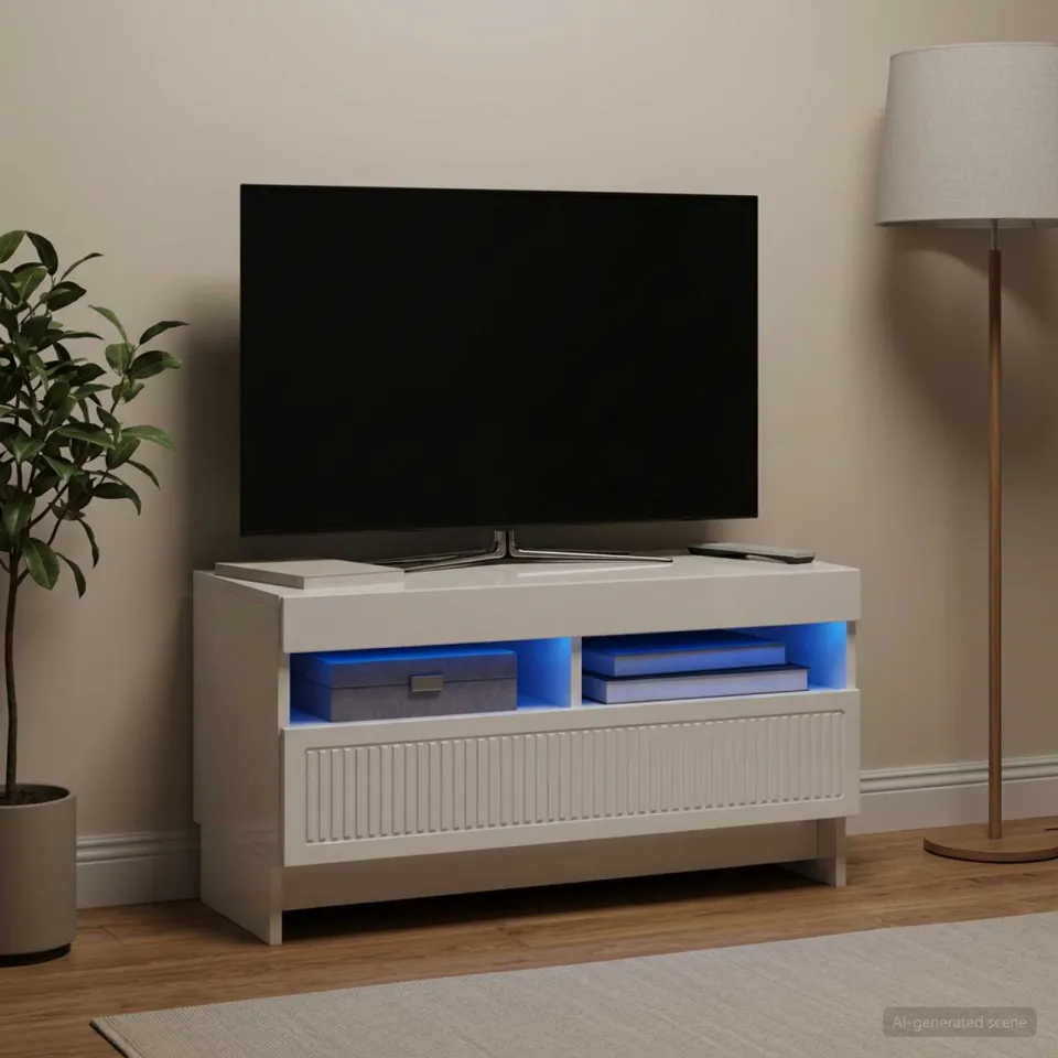 vidaXL LED tv-meubel EDE 81 x 35 x 43 cm Hoogglans Wit, foto 4