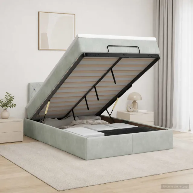 vidaXL Ottoman bed met matras Lichtgrijs 120 x 190 cm Fluweel