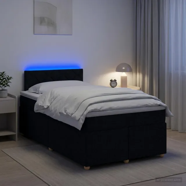 vidaXL Boxspringbed met matras met hoofdeinde Zwart 120 x 190 cm Stof