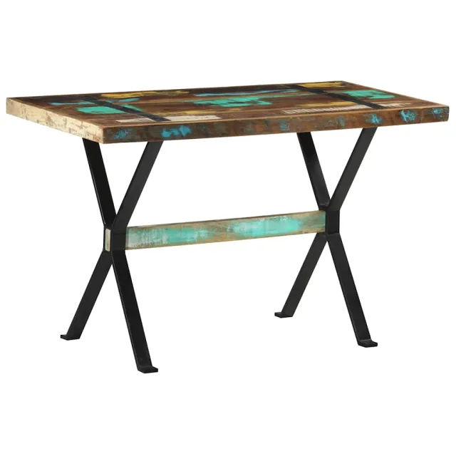 vidaXL Eettafel 120x60x76 cm massief gerecycled hout Meerkleurig