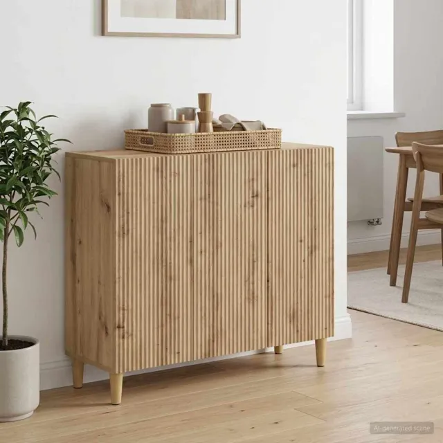 vidaXL Dressoir Artisanaal eiken 89 x 34,5 x 80 cm Bewerkt hout Bruin