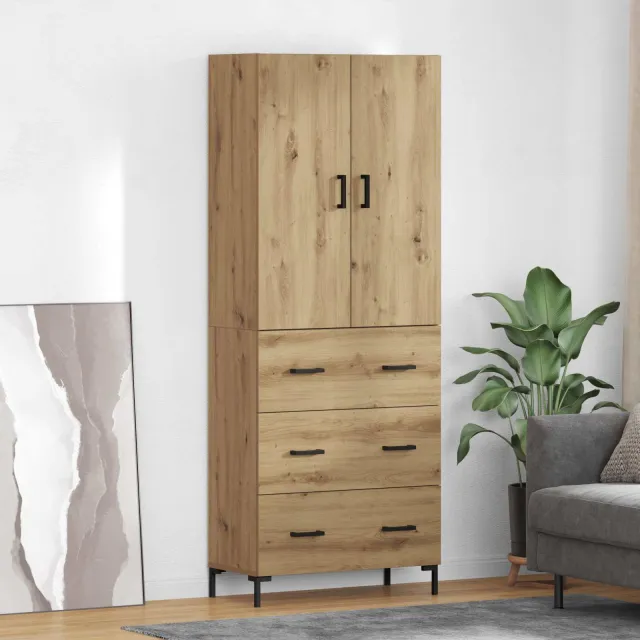 vidaXL Highboard Artisan Eiken 69,5 x 34 x 180 cm Bewerkt hout Bruin