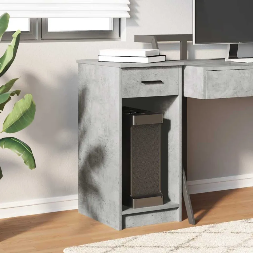 vidaXL Computertorenstandaard met lade 35x45x77 cm betongrijs grijs, foto 2