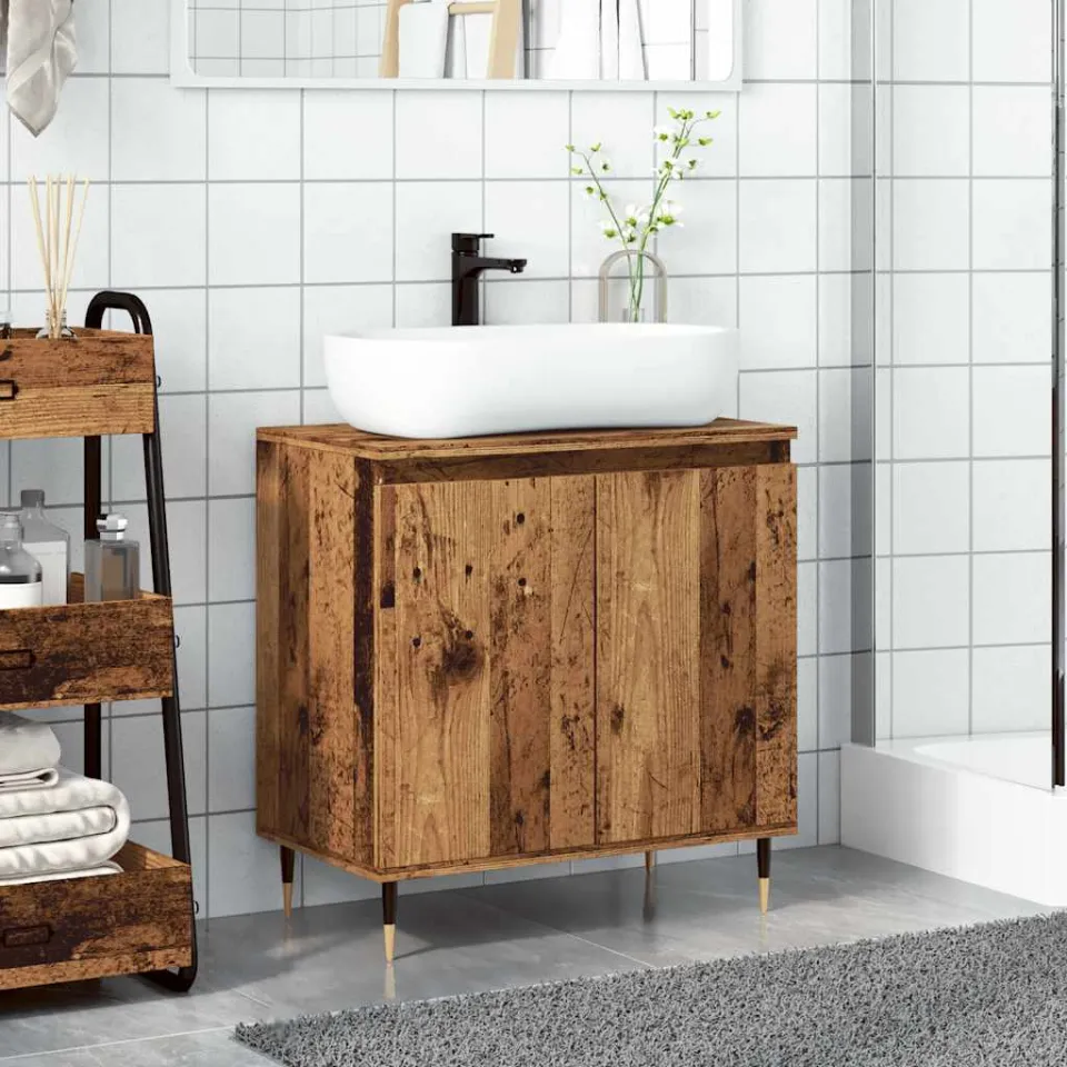 vidaXL Badkamerkast 58x33x60 cm bewerkt hout oud houtkleurig bruin, foto 2