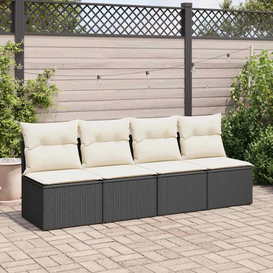 vidaXL 2-delige Loungeset met kussens poly rattan acacia zwart, foto 3