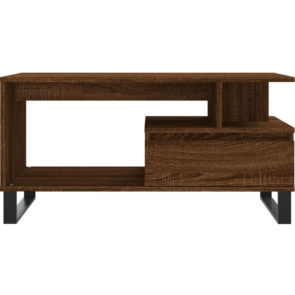 vidaXL Salontafel 90x49x45 cm bewerkt hout bruineiken, foto 2