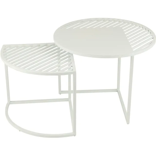 J-Line bijzettafel Outdoor Rond - metaal - wit - set van 2