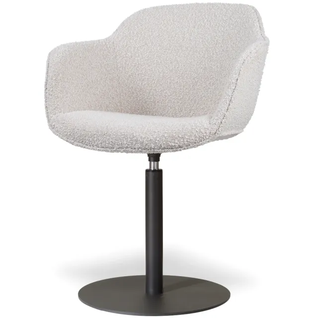 Nolon Niva-Mare draaibare tulp eetkamerstoel bouclé beige - mat zwart onderstel