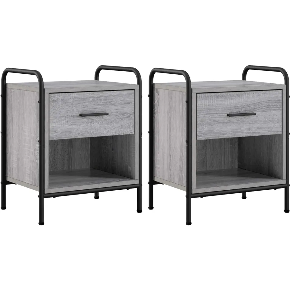 vidaXL Nachtkastje 2 st Grijs Sonoma 40 x 30 x 50 cm Bewerkt hout, foto 3
