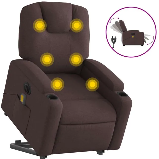 vidaXL Sta-op-massagestoel - elektrisch - verstelbaar - stof - donkerbruin