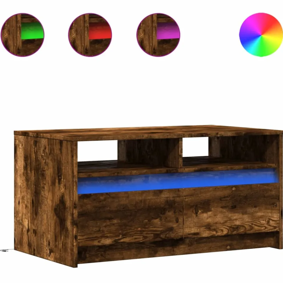 vidaXL Salontafel met LED-verlichting bewerkt hout gerookt eikenkleur, foto 3