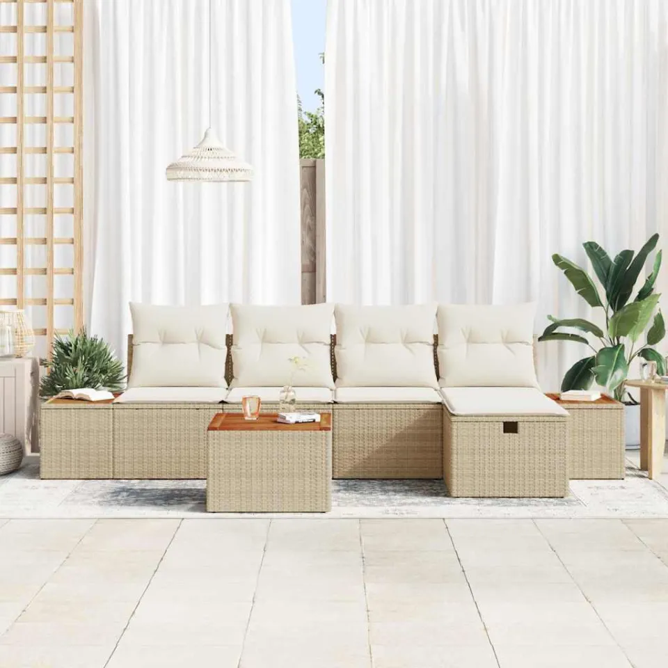 vidaXL Tuin Sofa Set 6 st Beige poly rattan