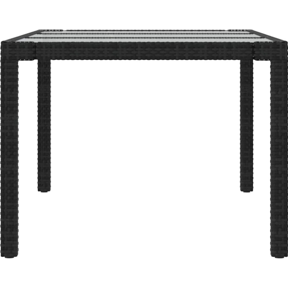 vidaXL Tuintafel 190x90x75 cm gehard glas en poly rattan black, foto 4