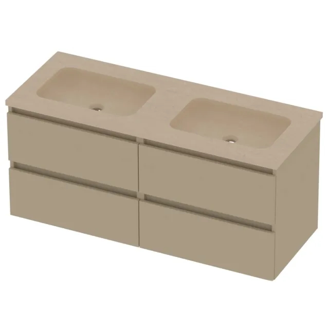 Basic-Line Rocky 46 Badmeubelset Hardsteen 120x46x54 cm R46ssemb2x600 Mat Beige Sand Stone