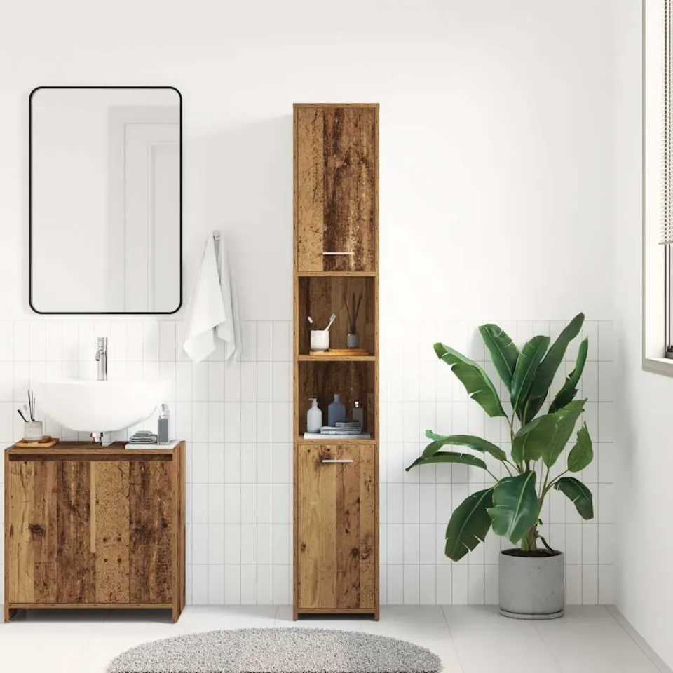 vidaXL Badkamerkast 30x30x183,5 cm bewerkt hout oud houtkleurig bruin, foto 3