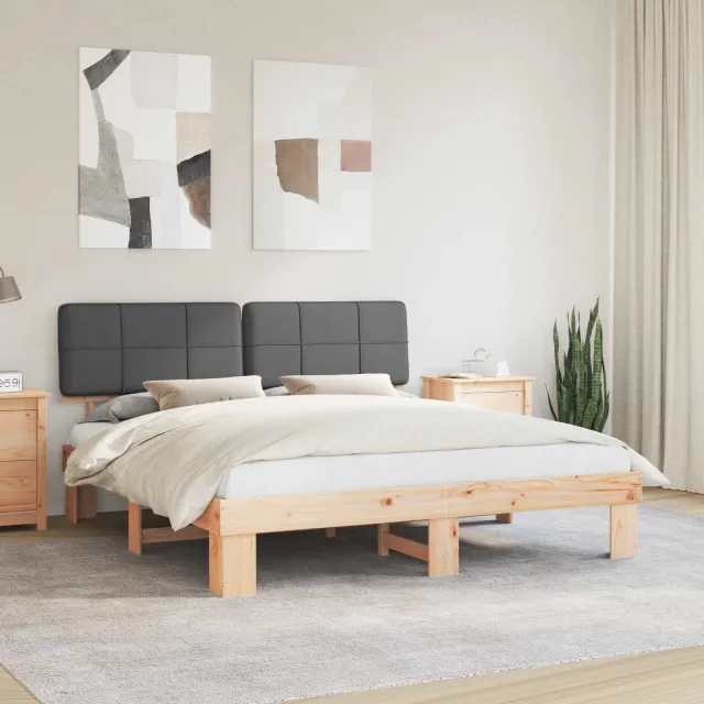 vidaXL Bedframe met Gevoerd Hoofdgedeelte Donkergrijs 200 x 200 cm