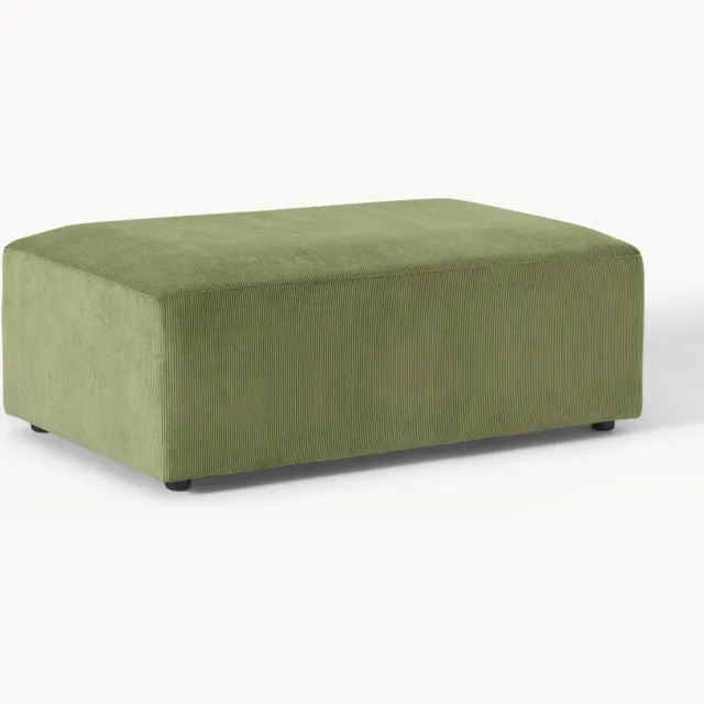 Westwing Collection XL poef Melva van corduroy, B 116 x D 72 cm groen
