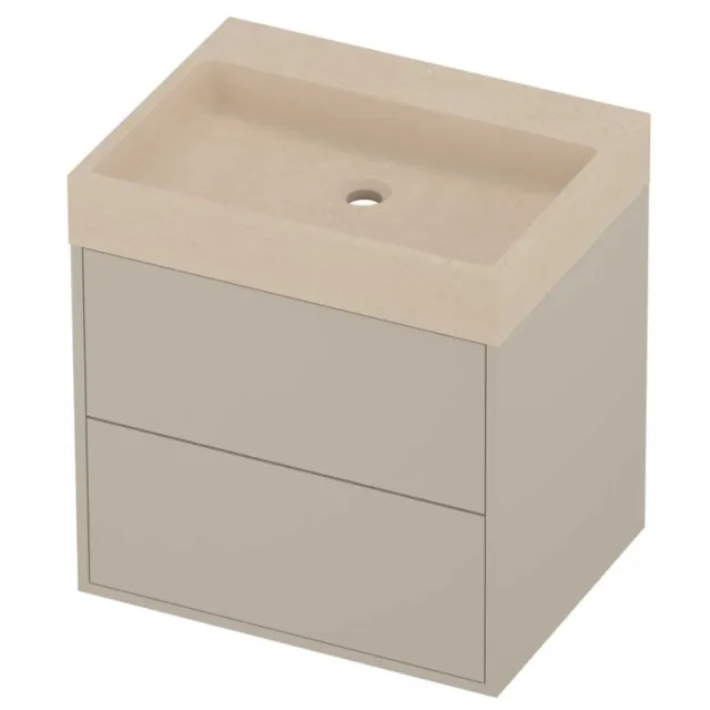 Proline Evoli Badmeubelset Hardsteen Loft 2 Laden 60x46x62 cm Sand Stone Soft Linen Beige