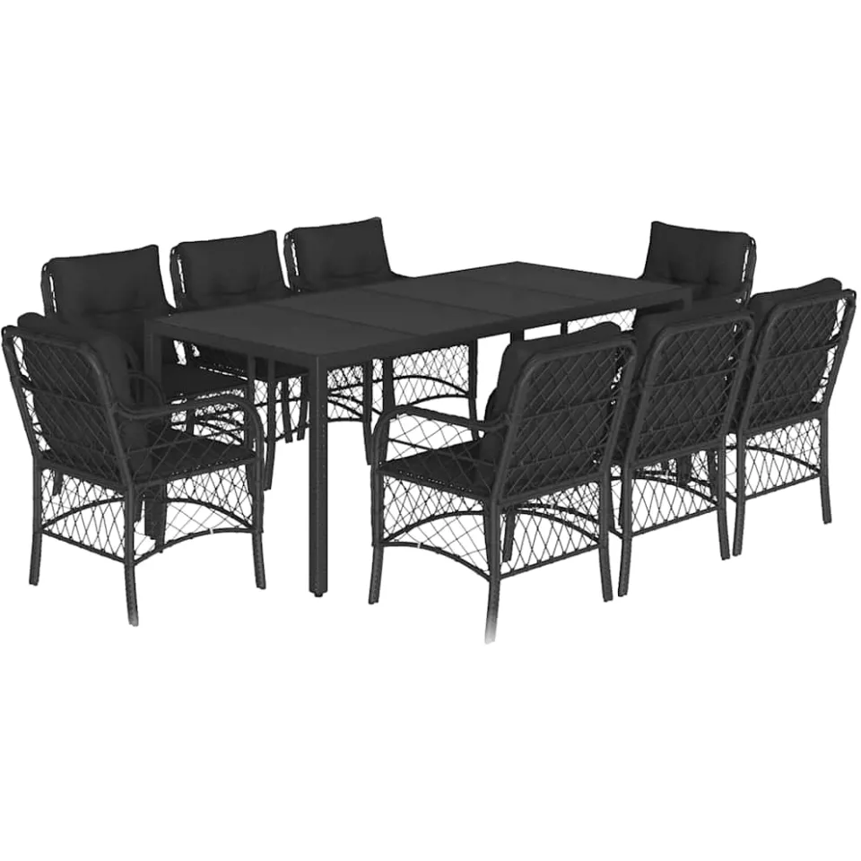 vidaXL 9-delige Tuinset poly rattan zwart, foto 3