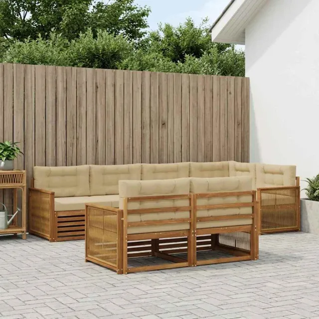 vidaXL Buiten bankenset 7 st 7-zits Natuurlijk en Beige