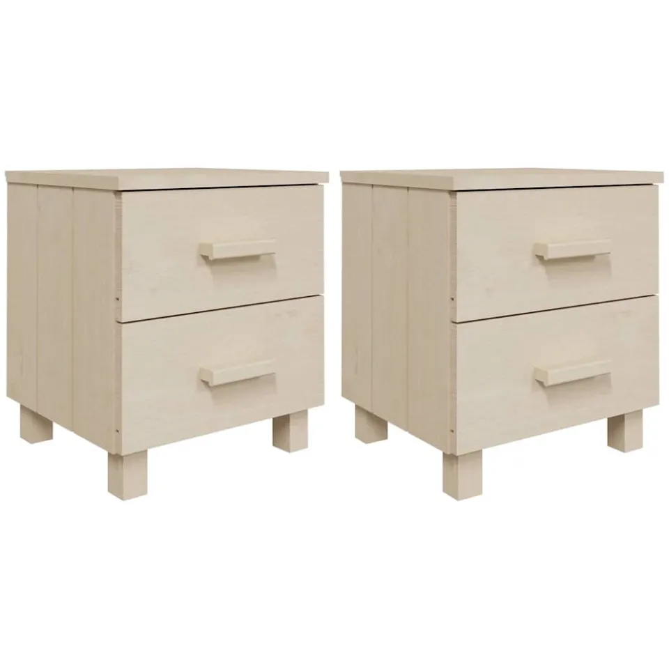 vidaXL Nachtkastjes HAMAR 2 st 40x35x44,5 cm grenenhout honingbruin bruin, foto 3