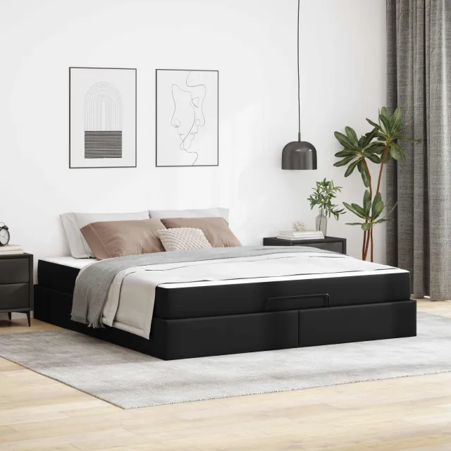 vidaXL Bedframe met matras Anders 2 st Zwart PVC