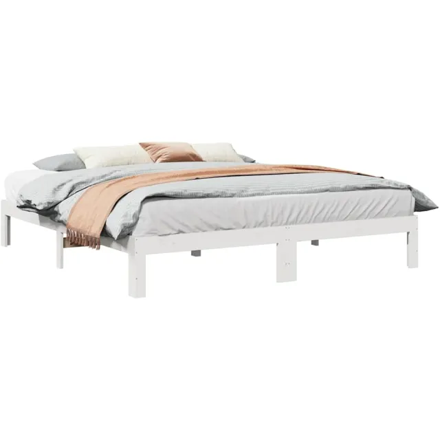 vidaXL Bedframe zonder matras massief grenenhout wit 160x200 cm