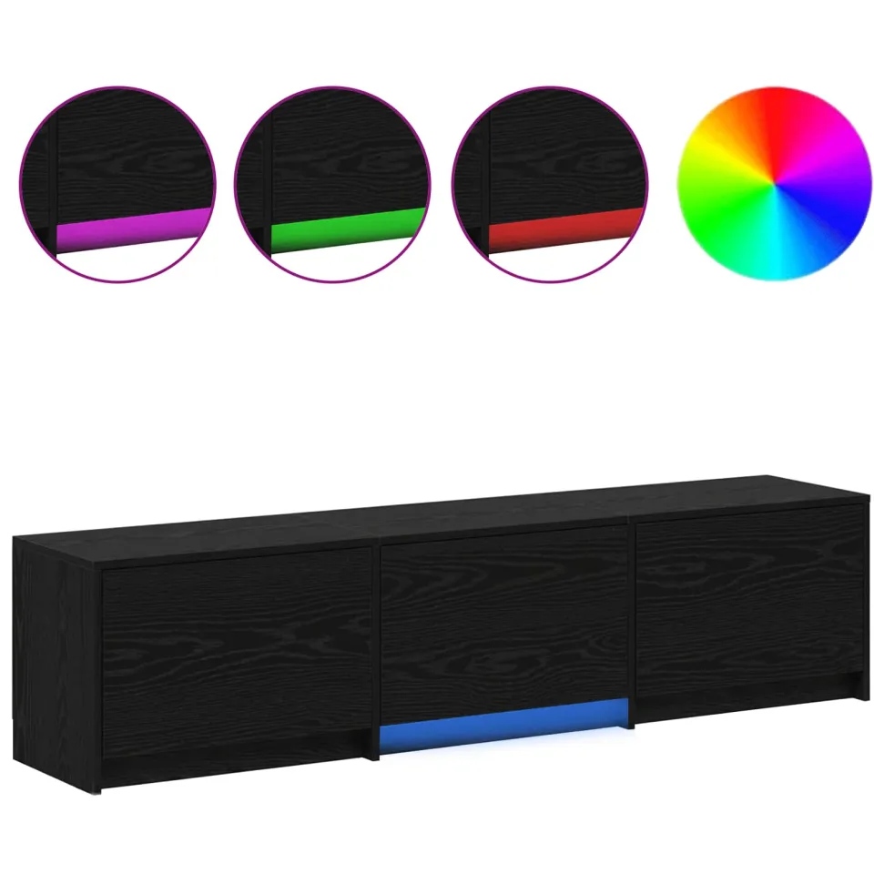 vidaXL TV-kast met LED 165 x 34 x 40 cm Zwart eiken Geconstrueerd hout, foto 4