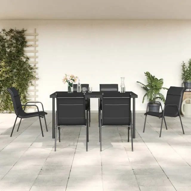 vidaXL 7-delige Tuinset textileen en staal zwart, foto 2