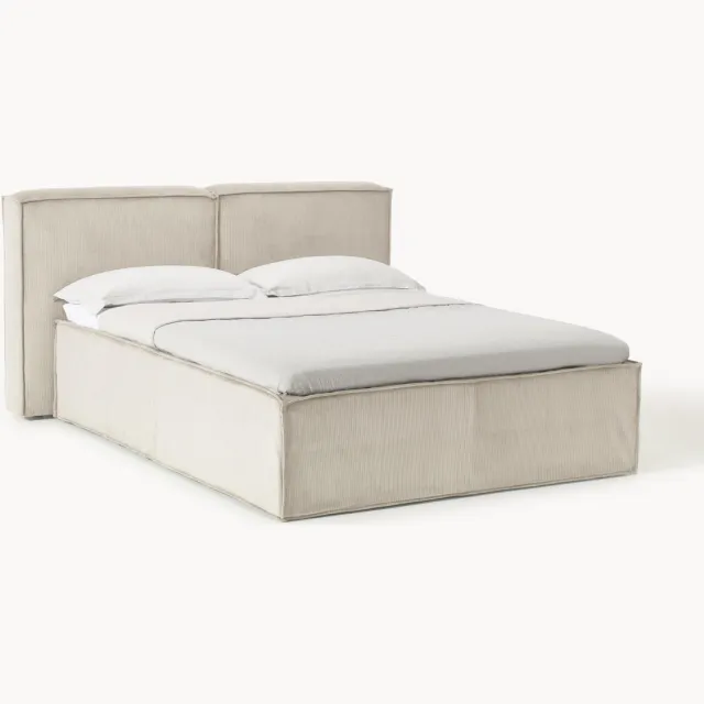 Westwing Collection Corduroy divan bed Lennon Beige