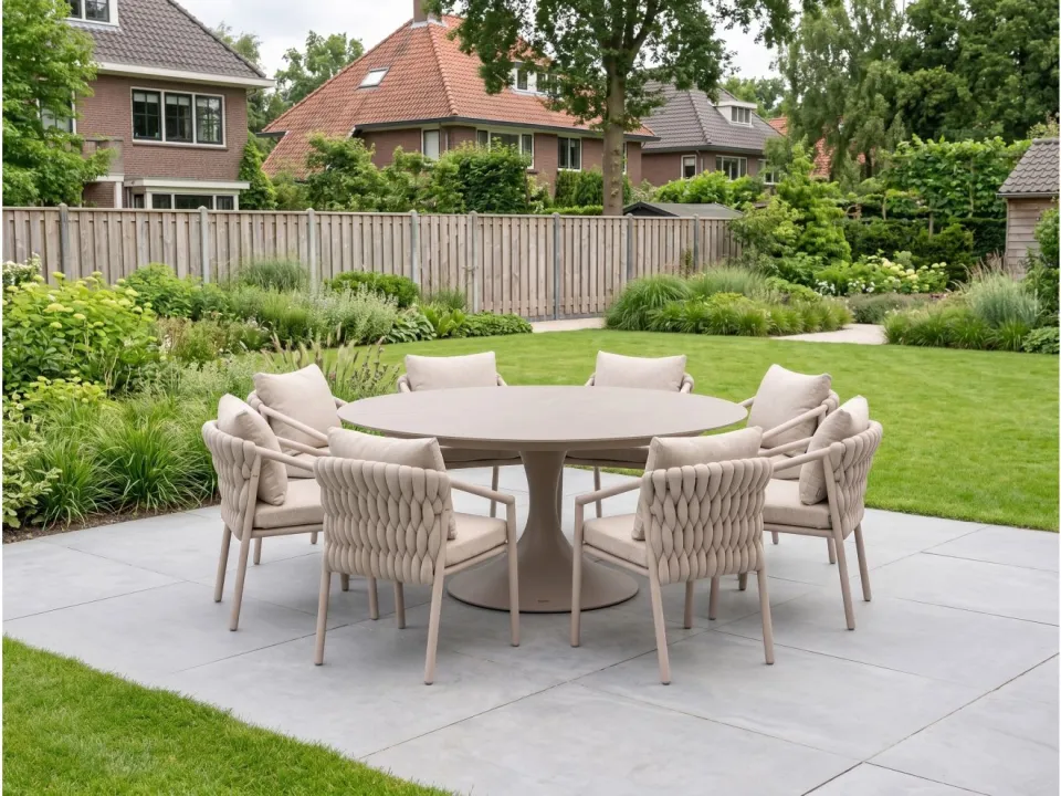 Suns Sato/Nova ø170cm dining tuinset 9-delig bruin, foto 5