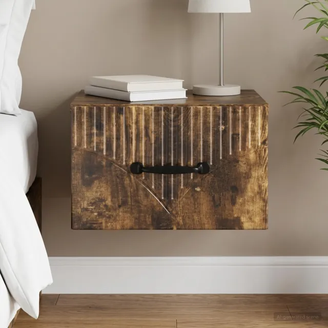 vidaXL Wandbeugel Bedkast Gerookt eiken 34,5 x 33 x 20 cm Bewerkt hout, foto 2