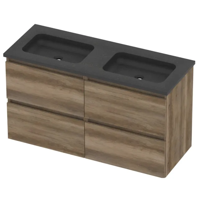 Basic-Line Rocky 46 Badmeubelset Hardsteen 120x46x62 cm R46bscso2x600 Scotch Oak Blue Stone Grijs