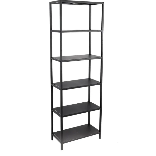 Urban Living MADISON - Moderne open boekenkast met 6 legplanken in zwart metaal - 60 x 30 x H180 cm