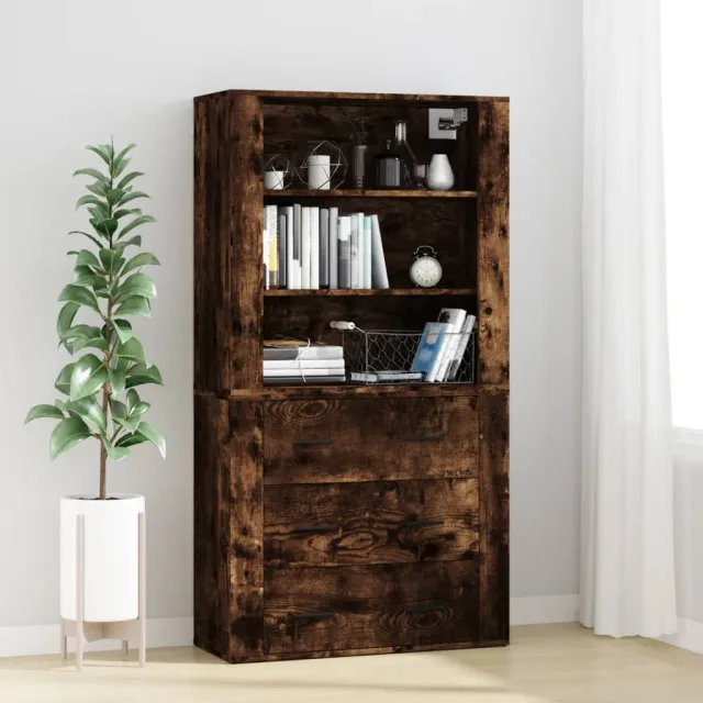 vidaXL Hoge kast bewerkt hout gerookt eikenkleurig Bruin