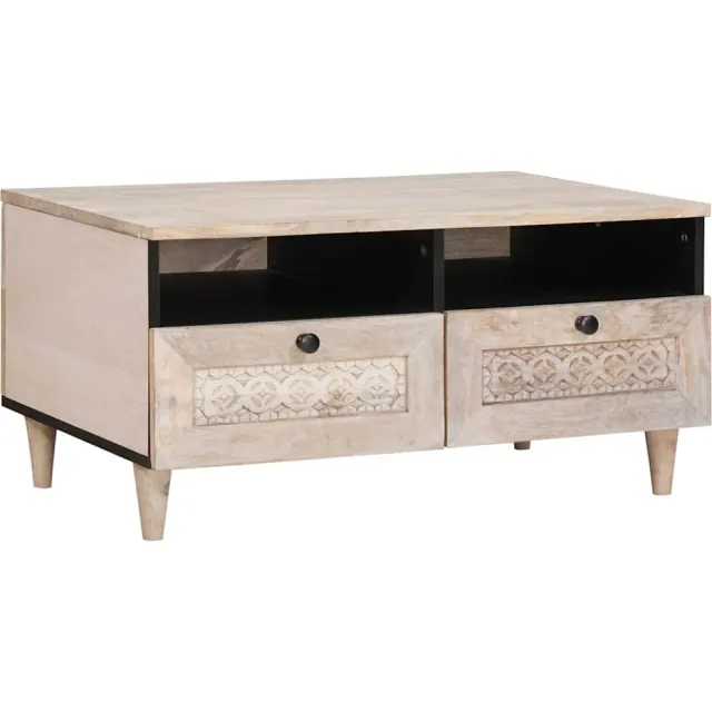 vidaXL Salontafel Bleached Wit 80 x 54 x 40 cm Massief Mango Hout