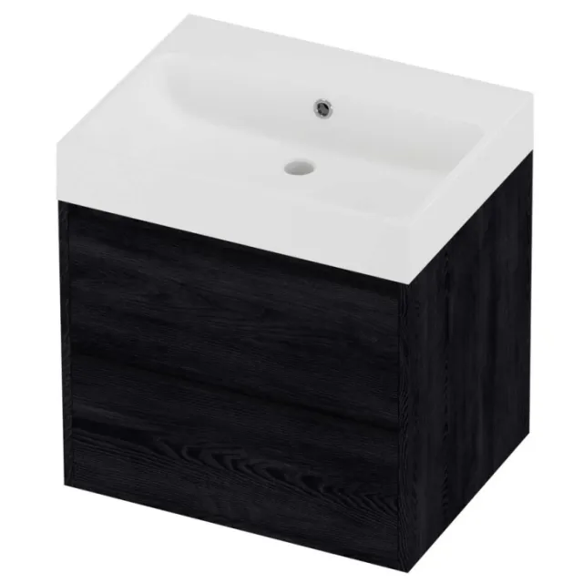Proline Podium Badmeubelset Polystone Loft 2 Laden 60x46x62 cm Mat White Black Oak Eiken