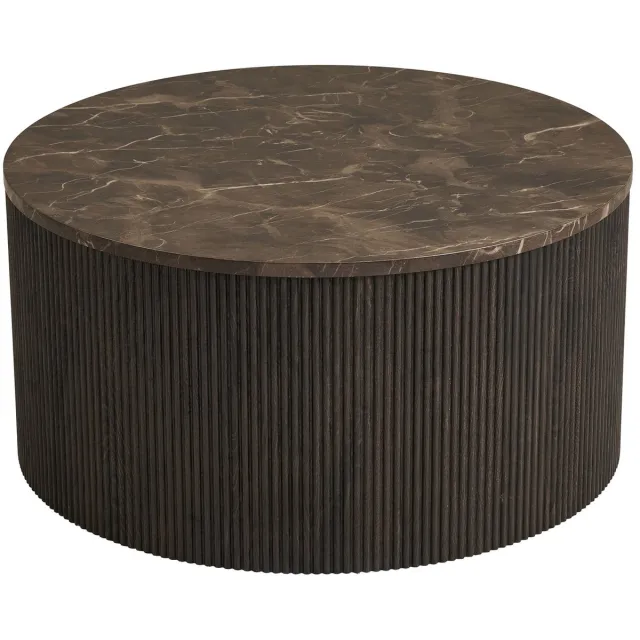 House Nordic Salontafel Rota - Rond Donkerbruin Marmerlook - Ø80x40cm
