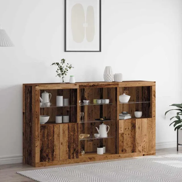 vidaXL LED Sideboard Oud hout 181,5 x 37 x 100 cm Bewerkt hout bruin, foto 2