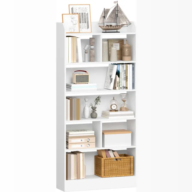 HILINSIE Boekenkast,Display Organizer met 8 Verdeelde Secties,170 cm,Wit