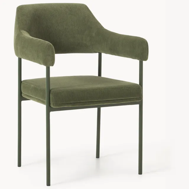 Westwing Collection Corduroy fauteuil Zoe Groen