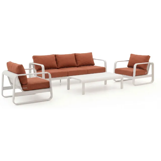 Forza Furniture Forza Liri stoel-bank loungeset 4-delig Oranje