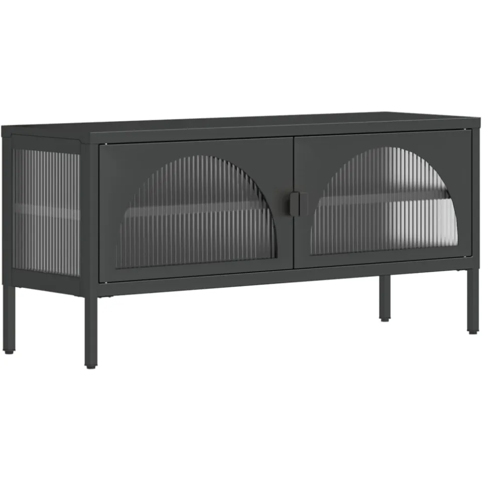 vidaXL Tv-meubel 105x35x50 cm glas en staal zwart