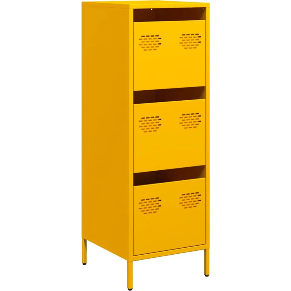 vidaXL Hoge kast 39x35x103,5 cm staal mosterdgeel, foto 3