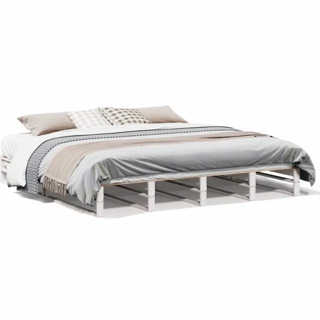vidaXL Bedframe zonder matras massief grenenhout wit 180x200 cm