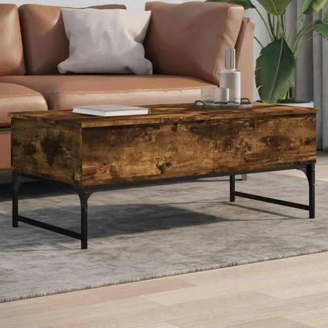 vidaXL Salontafel 100x50x40 cm bewerkt hout en metaal gerookt eiken, foto 2