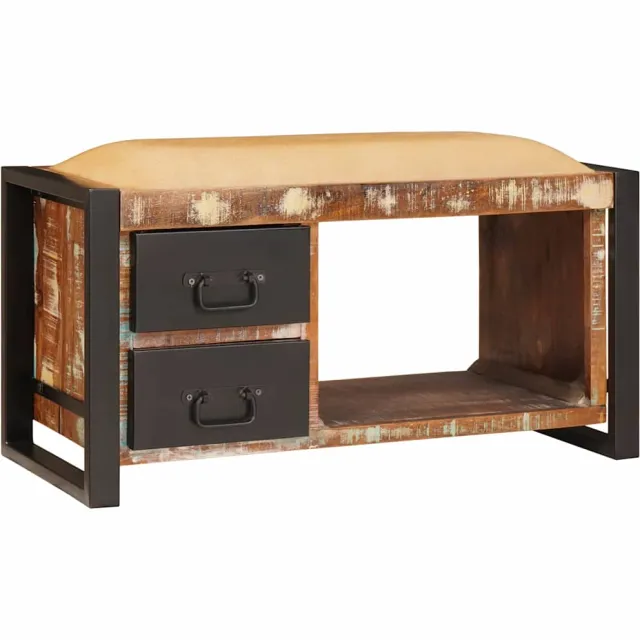 vidaXL Opslagbank Multikleur 80 x 35 x 40 cm Massief gerecycled hout Meerkleurig