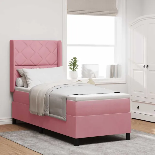 vidaXL Boxspringbed met LED-stripverlichting Roze 80 x 200 cm Fluweel